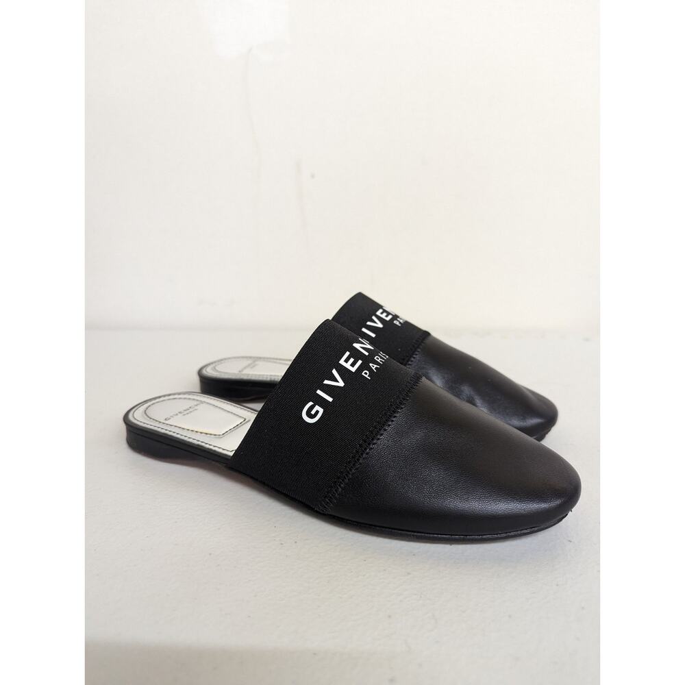 Givenchy Women's Bedford Mule Black Metallic Logo Leather Mules Size 35 US 5